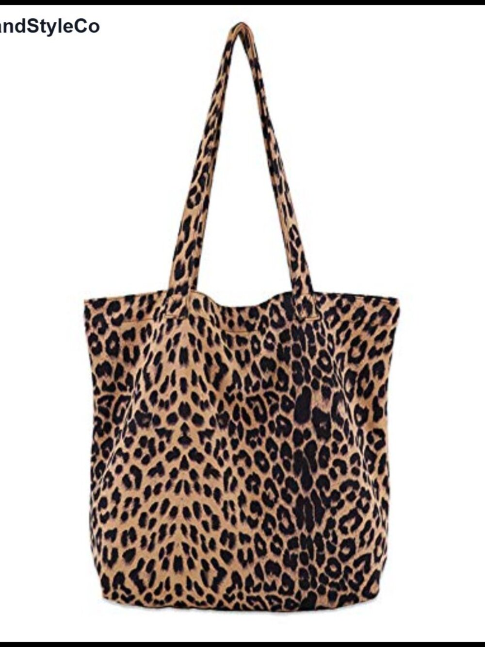 Leopard Print Large Tote Shoulder Bag Cotton Cloth Lightweight Travel Satchel